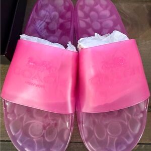 Coach Women's Hot Pink Gradient Slide Sandals